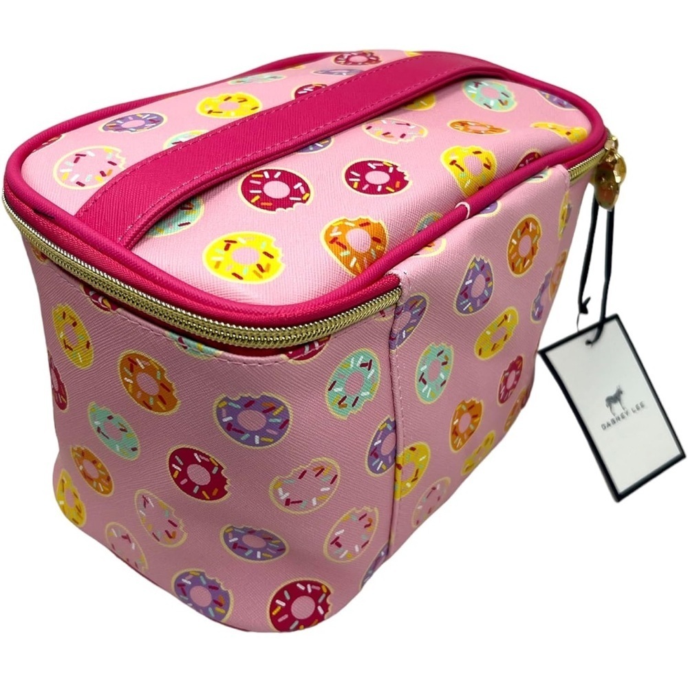 🆕Danny Lee Donuts Design Zippered Makeup Organizing Case Pink Travel Makeup Bag